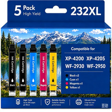 5 PACK 232XL Ink Replacement for Epson XP-4205 XP-4200 WF-2930 WF-2930 Printers picture