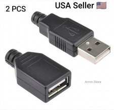 2 PCS USB 2.0 Type A Male Female USB 4 Pin Plug Socket Connector With Black Kits picture