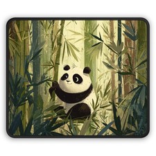 Cute Panda in Bamboo Forest Gaming Mouse Pad | Woodland Animal Desk Mat picture