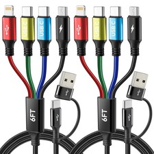 Dual USB-C 4 in 2 Multiple Charging Cable for All Devices with USBC/Lightning/Mi picture