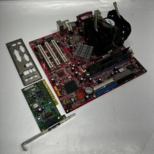 MSI 865GVM2-LS MS-7037 V. 1 Socket Motherboard W/Intel Celeron& Modem Card &RAM picture