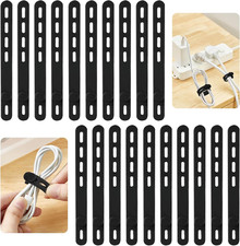 Paquete de 20 Organizadores de Cables de Silicona Reutilizables Color Negro picture