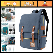Stylish Vintage Laptop Backpack with USB Charging Port, Casual Rucksack for Trav picture