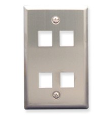 ICC IC107SF4SS Faceplate, Stainless Steel,1-Gang,4-Port picture