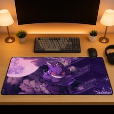 Gengar Mouse Pad, Ghost Pokémon Gaming Desk Mat Purple Anime Kawaii Accessories picture