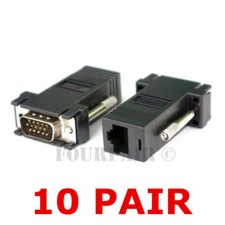 10 Pair (20 pcs) VGA SVGA to RJ45 Video Extender Adapter HD15 to CAT5e CAT6 100' picture