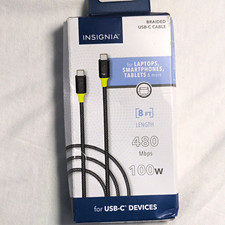 Insignia Braided USB-C to USB-C Cable 8ft 100W 480Mbps Black picture