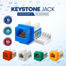 50 Pack Cat6 RJ45 Keystone Jacks  90 Network Connectors - 110 Punch Down 8P8C picture