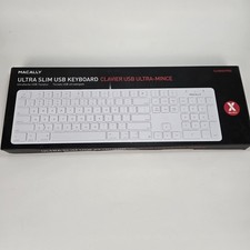Macally Ultra Slim Usb White Keyboard Wired USB for IOS, Apple, Mac SEALED picture