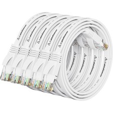 Cat 6 Flat Ethernet Cable 1.5ft 5Pack, 10Gbps, White picture