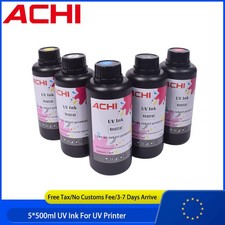 EU Ship ACHI 500ml UV INK For A3 A4 A5 UV Printer 5 Colors CMYKW Neutral Ink picture