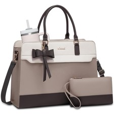 Laptop Tote Bag for Women,Leather Work Bag, Waterproof Business...  picture