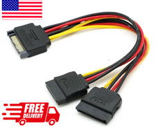 SATA 15Pin Power Splitter Cable 1 to 2 Female HDD SSD Y Extension 20CM picture