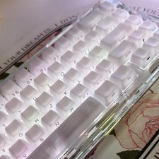 130 PCS White Shine Through Translucent Keycaps OEM Profile Fits 61108 Keys picture