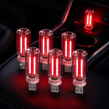 6 Pack USB Car Night Light, Touch Dimmable Mini Retro Glass Bottle LED Ambient L picture