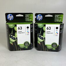Lot Of 2 HP 63 Black Tri-Color Ink Cartridges 2-Pack Genuine Sealed New Exp 2023 picture