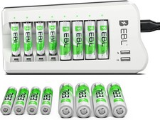 EBL AA AAA Battery Charger, 8 AA 2300mAh & 8 AAA 1100mAh NiMH, 2 USB Ports picture