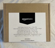 Amazon Basics Cat6 Snagless Ethernet Cable 3ft 0.9 m 5-Pack Red New In Box picture