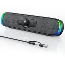Black Wired USB Powered Bluetooth Computer Soundbar for PC Wireless Speakers picture