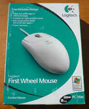 Logitech First Pilot Wheel Mouse USB Wired Mechanical Ball M-BE58 - NEW/SEALED picture