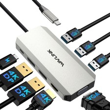 WAVLINK Laptop Docking Station, Quad Monitors, Dual DisplayPort, T49-30 picture