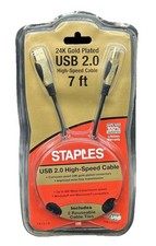 Staples 24K Gold Plated USB 2.0 High-Speed Cable 7ft 577157 BRAND NEW SEALED picture