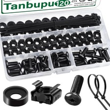 120Pcs M6 x 16mm Rack Mount Cage Nuts Screws Washers and Self-Locking Cable T... picture