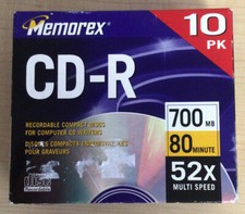 Memorex Black CD-R 80 700 MB Compact Disc Recordable Slim Jewel Case 10 Pack picture