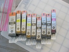 9 genuine Canon ink tanks / cartridges PGI-220BK CLI-221 Y M  BK -  picture
