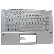 90NR03F2-R31US2-B ASUS PALMREST TOP COVER W/KB US SILVER BACKLIT ROG GRADE B picture