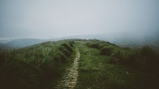 Landscape nature mist grass path faded green Custom Gaming Mat Desk picture