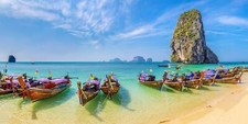 Landscape beach sand boat limestone island sea turquoise Custom Gaming Mat Desk picture