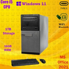 Windows 11 Pro Dell i5 1TB 16GB RAM WiFi BT Desktop Computer PC USB-C Office 21 picture