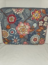 Vera Bradley Tropical Evening Gray Floral Laptop Tablet Sleeve Zip Top Padded picture