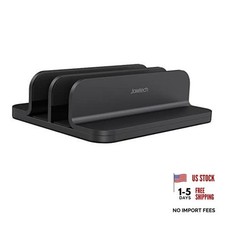 Dual Aluminum Vertical Laptop Stand Organizer, Sturdy Notebook Computer Black picture