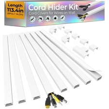 113.4in Cord Hider Kit Covers for 24 Wires Wall SelfAdhesive Paintable W0.95 picture