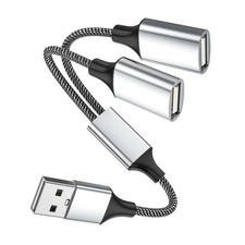 Fidioto USB A Splitter, A Male to 2 Female USBA Y 10 inches, Black picture