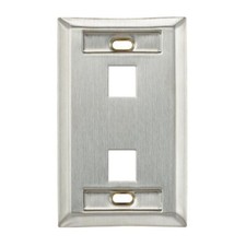 Leviton 43080-1L2 Stainless Steel Wallplate Single-Gang 2-Port with ID Windows picture