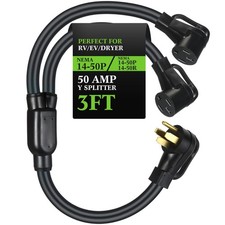 Kanayu 50Amp NEMA 14-50 Y Splitter Adapter Cord ETL Listed NEMA 14-50P Male t... picture