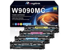 4 Pack W9090MC Toner Cartridges For E45028dn -  W9091MC W9092MC W9093MC - NEW picture