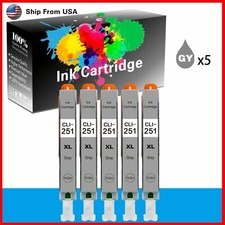 5PK Hi-Yield Grey Ink For Canon CLI251XL GY CLI251 Pixma MG5420 6320 7120 IX6820 picture