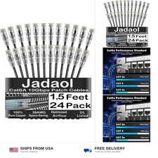 Jadaol UL Listed Patch Cables Cat 6a / Cat 6 1.5 ft 24-Pack, 10Gbps 550MHz Sl... picture