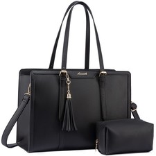 Laptop Bag for Women 15.6 inch Lightweight PU Laptop Tote Bag, Large Capacity... picture