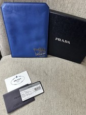 Prada Saffiano Travel Leather Back Cover Tablet Case Azzurro N picture