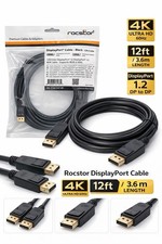 Rocstor DisplayPort Cable 4K Ultra HD 60Hz 12ft (3.6m) Black picture