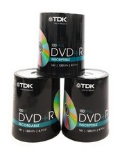 Lot of 3 NEW TDK 100PK DVD+R 16X 4.7GB 120min Recordable 100-Disc Spindle picture