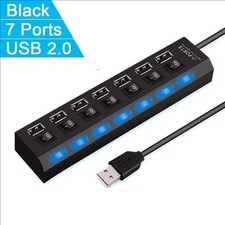 7 Port USB 2.0 Hub High Speed Splitter Adapter for PC Laptop Mac Desktop USA picture
