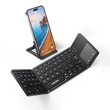 Foldable Bluetooth Keyboard with Touchpad, Ultra Slim Compact,Black picture