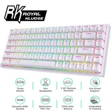 RK84 Tri-Mode BLUE Switch Backlight Gaming Keyboard White USB28_WB picture