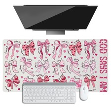 Desk Mat for Desktop, Bow Love Large Mouse Pad, PU Leather Waterproof Desk Pr... picture